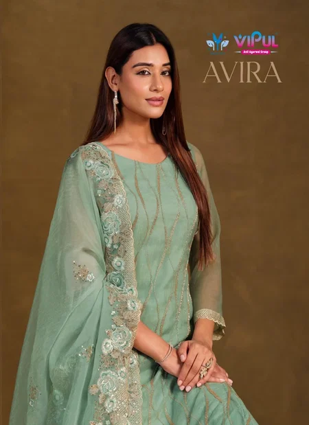 Avira By Vipul Chiffon With Heavy Beads Embroidery Work Salwar Suits